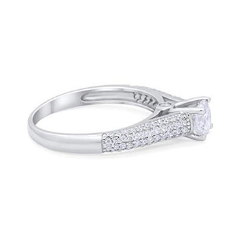 Vintage Style Engagement Ring Simulated CZ 925 Sterling Silver